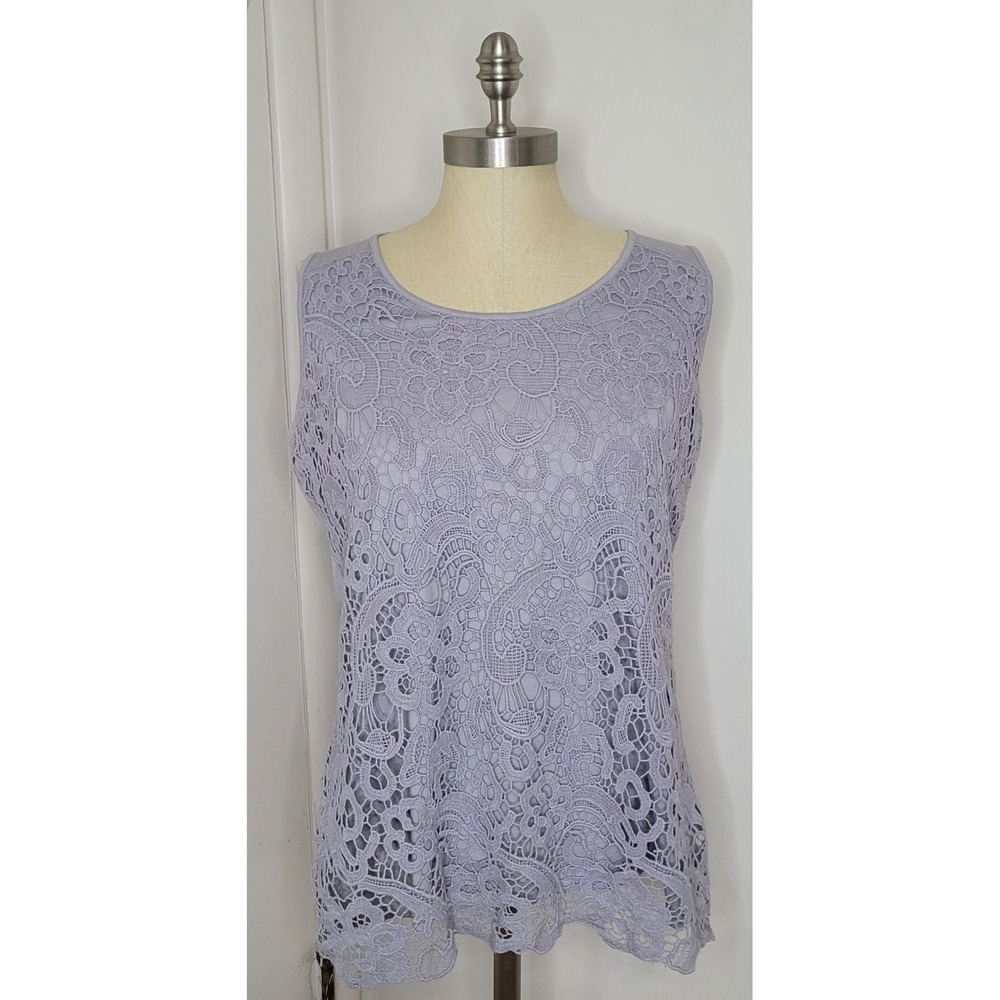 VTG Dana Buchman Crochet Lace Cami Tank Top Fairy Whimisigoth Coquette Sz Large